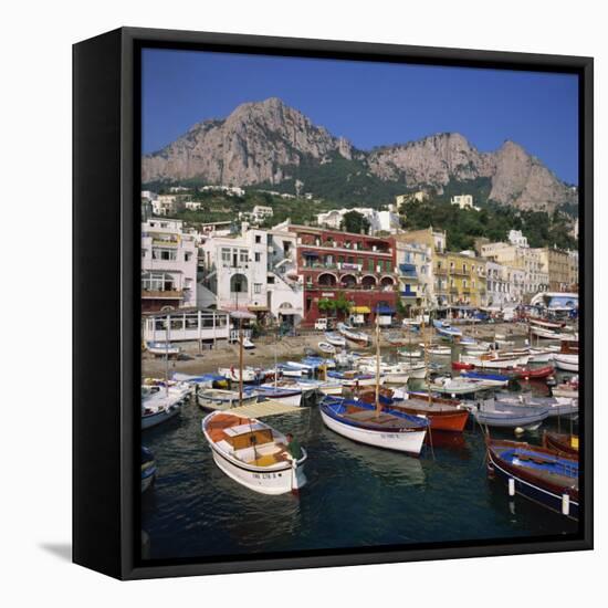 Boats Moored in the Marina Grande, Capri, Campania, Italy, Europe-Roy Rainford-Framed Stretched Canvas