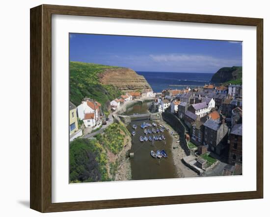 Boats Moored in the Protected Harbour of Staithes, Yorkshire, England, United Kingdom, Europe-Rainford Roy-Framed Photographic Print