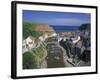 Boats Moored in the Protected Harbour of Staithes, Yorkshire, England, United Kingdom, Europe-Rainford Roy-Framed Photographic Print