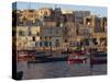 Boats Moored in Valletta Harbour at Dusk, Malta, Mediterranean, Europe-Woolfitt Adam-Stretched Canvas