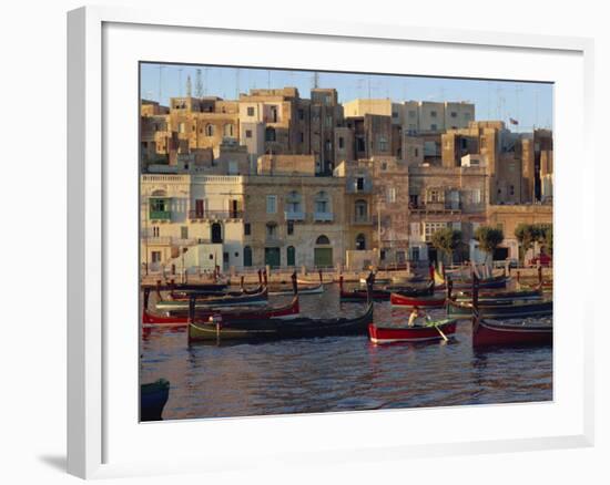 Boats Moored in Valletta Harbour at Dusk, Malta, Mediterranean, Europe-Woolfitt Adam-Framed Photographic Print