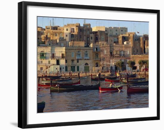 Boats Moored in Valletta Harbour at Dusk, Malta, Mediterranean, Europe-Woolfitt Adam-Framed Photographic Print