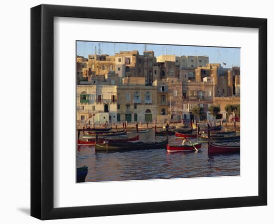 Boats Moored in Valletta Harbour at Dusk, Malta, Mediterranean, Europe-Woolfitt Adam-Framed Photographic Print