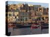 Boats Moored in Valletta Harbour at Dusk, Malta, Mediterranean, Europe-Woolfitt Adam-Stretched Canvas