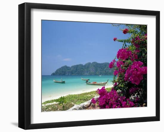 Boats Moored off Beach of Phi Phi Don Island, off Phuket, Thailand-Ruth Tomlinson-Framed Premium Photographic Print