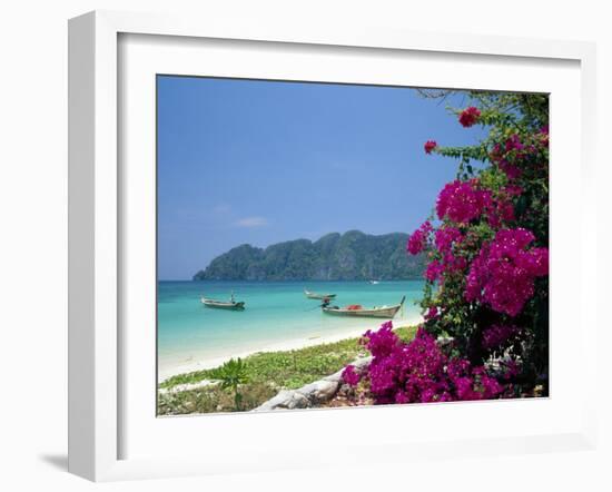 Boats Moored off Beach of Phi Phi Don Island, off Phuket, Thailand-Ruth Tomlinson-Framed Photographic Print