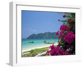 Boats Moored off Beach of Phi Phi Don Island, off Phuket, Thailand-Ruth Tomlinson-Framed Photographic Print