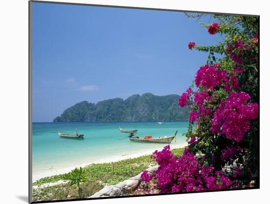 Boats Moored off Beach of Phi Phi Don Island, off Phuket, Thailand-Ruth Tomlinson-Mounted Photographic Print