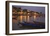 Boats moored on the Thu Bon River opposite Bach Dang Street in the old town of Hoi An, Vietnam-Paul Dymond-Framed Photographic Print