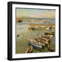 Boats, Newlyn Harbour, 1931-Harold Harvey-Framed Giclee Print