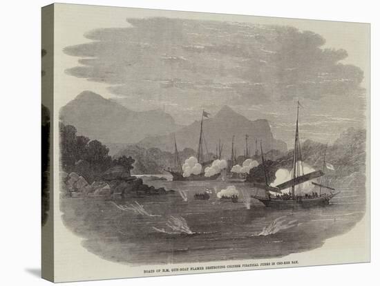 Boats of Hm Gun-Boat Flamer Destroying Chinese Piratical Junks in Cho-Kee Bay-Edwin Weedon-Stretched Canvas