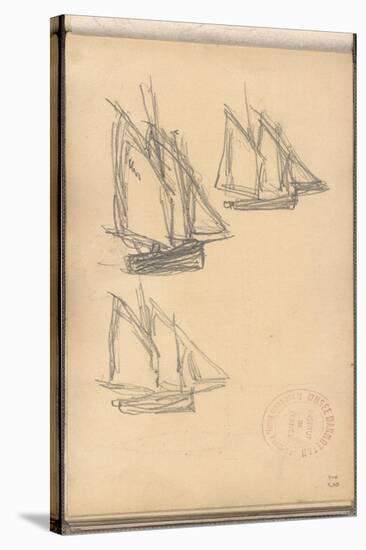 Boats of Villerville (Pencil on Paper)-Claude Monet-Stretched Canvas