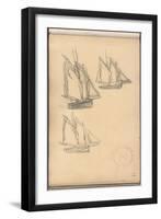 Boats of Villerville (Pencil on Paper)-Claude Monet-Framed Giclee Print