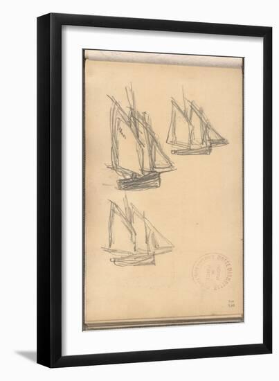 Boats of Villerville (Pencil on Paper)-Claude Monet-Framed Giclee Print