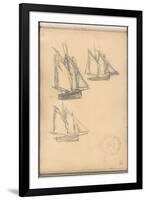 Boats of Villerville (Pencil on Paper)-Claude Monet-Framed Giclee Print