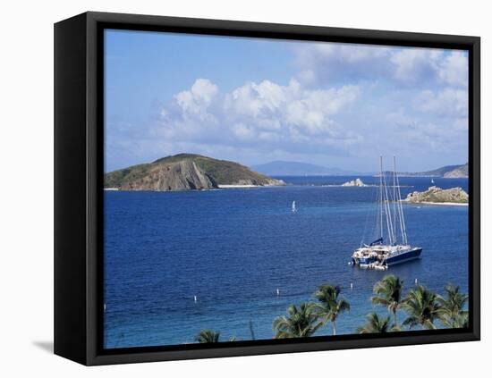 Boats off Dead Man's Beach, Peter Island Resort, British Virgin Islands-Alison Wright-Framed Stretched Canvas