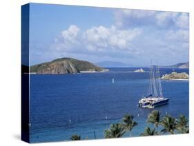 Boats off Dead Man's Beach, Peter Island Resort, British Virgin Islands-Alison Wright-Stretched Canvas