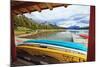 Boats on a Dock, Maligne Lake, Canada-George Oze-Mounted Photographic Print