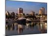 Boats on a Marina at Dusk, Shoreline Village, Long Beach, Los Angeles County, California, USA-null-Mounted Photographic Print