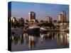 Boats on a Marina at Dusk, Shoreline Village, Long Beach, Los Angeles County, California, USA-null-Stretched Canvas