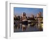 Boats on a Marina at Dusk, Shoreline Village, Long Beach, Los Angeles County, California, USA-null-Framed Photographic Print