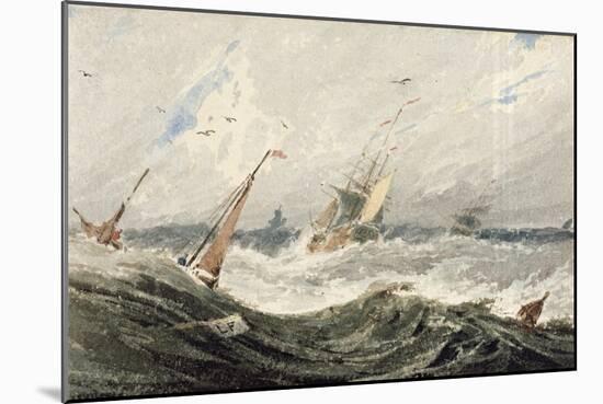 Boats on a Stormy Sea (W/C over Graphite on Wove Paper)-Francois Louis Thomas Francia-Mounted Giclee Print