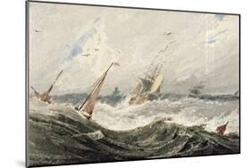 Boats on a Stormy Sea (W/C over Graphite on Wove Paper)-Francois Louis Thomas Francia-Mounted Giclee Print