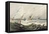 Boats on a Stormy Sea (W/C over Graphite on Wove Paper)-Francois Louis Thomas Francia-Framed Stretched Canvas