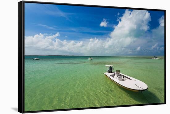 Boats on beach, Dunmore Town, Harbour Island, Eleuthera Island, Bahamas-null-Framed Stretched Canvas