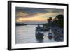 Boats on Ben Tre River at Sunset, Ben Tre, Mekong Delta, Vietnam, Indochina, Southeast Asia, Asia-Ian Trower-Framed Photographic Print