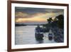 Boats on Ben Tre River at Sunset, Ben Tre, Mekong Delta, Vietnam, Indochina, Southeast Asia, Asia-Ian Trower-Framed Photographic Print