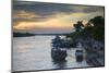 Boats on Ben Tre River at Sunset, Ben Tre, Mekong Delta, Vietnam, Indochina, Southeast Asia, Asia-Ian Trower-Mounted Photographic Print
