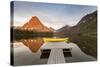 Boats on Calm Morning at Two Medicine Lake in Glacier National Park, Montana, USA-Chuck Haney-Stretched Canvas