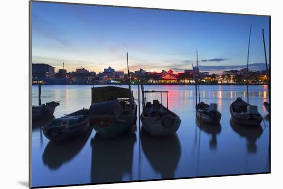 Boats on Can Tho River at Sunset, Can Tho, Mekong Delta, Vietnam, Indochina, Southeast Asia, Asia-Ian Trower-Mounted Photographic Print