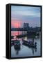 Boats on Can Tho River at Sunset, Can Tho, Mekong Delta, Vietnam, Indochina, Southeast Asia, Asia-Ian Trower-Framed Stretched Canvas