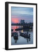 Boats on Can Tho River at Sunset, Can Tho, Mekong Delta, Vietnam, Indochina, Southeast Asia, Asia-Ian Trower-Framed Photographic Print