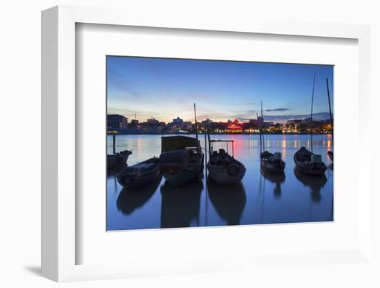 Boats on Can Tho River at Sunset, Can Tho, Mekong Delta, Vietnam, Indochina, Southeast Asia, Asia-Ian Trower-Framed Photographic Print