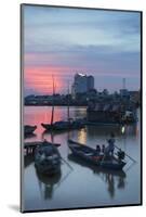 Boats on Can Tho River at Sunset, Can Tho, Mekong Delta, Vietnam, Indochina, Southeast Asia, Asia-Ian Trower-Mounted Photographic Print