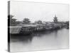 Boats on Canal with Pagoda in Background-null-Stretched Canvas
