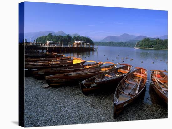 Boats on Derwent Water at Keswick, Lake District National Park, Cumbria, England, United Kingdom-Patrick Dieudonne-Stretched Canvas