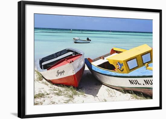 Boats on Eagle Beach, Aruba-George Oze-Framed Premium Photographic Print