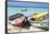 Boats on Eagle Beach, Aruba-George Oze-Framed Stretched Canvas