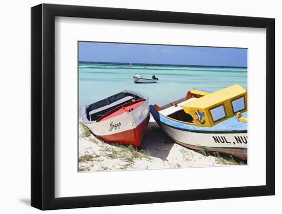 Boats on Eagle Beach, Aruba-George Oze-Framed Premium Photographic Print