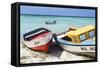 Boats on Eagle Beach, Aruba-George Oze-Framed Stretched Canvas