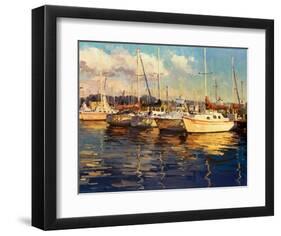 Boats on Glassy Harbor-Furtesen-Framed Art Print