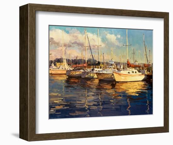 Boats on Glassy Harbor-Furtesen-Framed Art Print