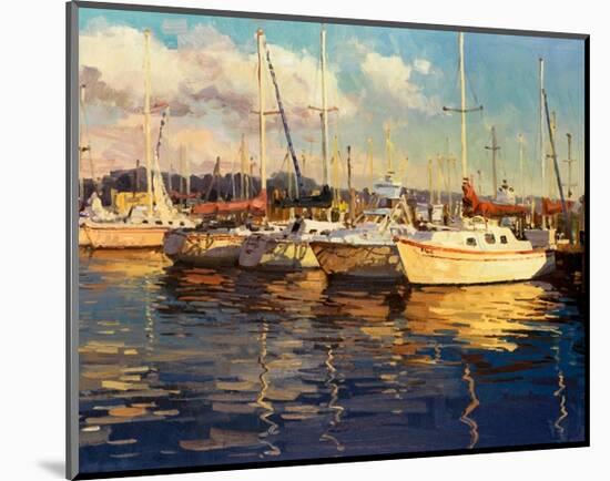 Boats on Glassy Harbor-Furtesen-Mounted Art Print