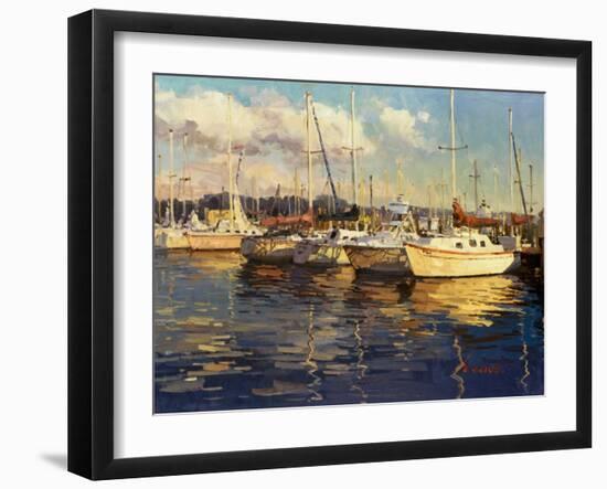 Boats on Glassy Harbor-Furtesen-Framed Art Print