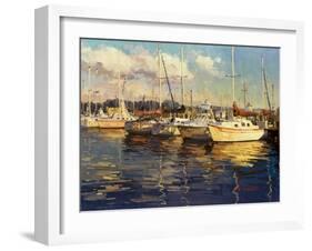 Boats on Glassy Harbor-Furtesen-Framed Art Print