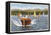 Boats on Lake Arrowhead, California-null-Framed Stretched Canvas